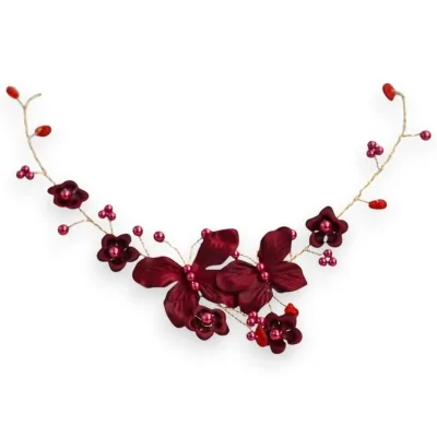 Collar Mariposas Encantadas - Gargantilla Floral Burdeos
