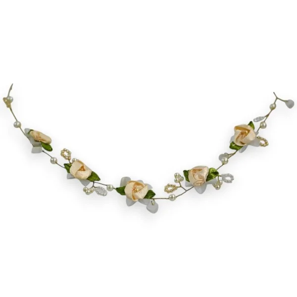 Collier Floréa - Bijou Romantique Fleurs de Soie et Perles