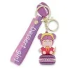 Porte-clés Dessert Girl avec lanière rose et macaron violet