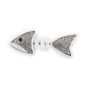 Broche magnético pez plateado con pavé de strass, vista frontal, 7,5 cm