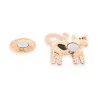 Rose gold cat brooch reverse: hammered front piece and round magnetic disc, pin-free fastening