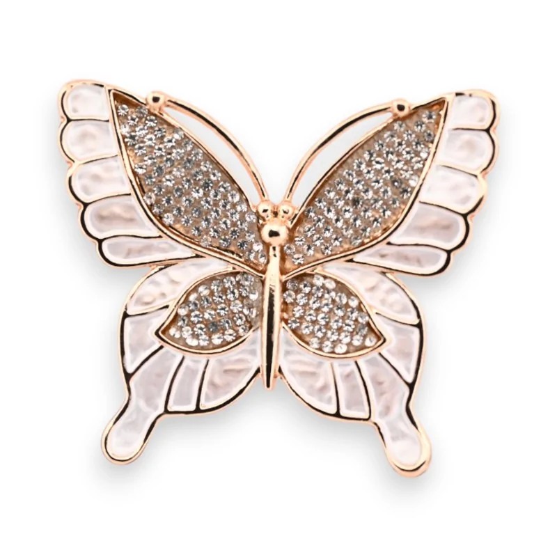 Broche Magnétique Papillon Doré avec Cristaux Scintillants