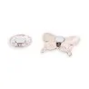 Stained-glass butterfly brooch reverse: silver-tone front piece and round magnetic disc, pin-free fastening