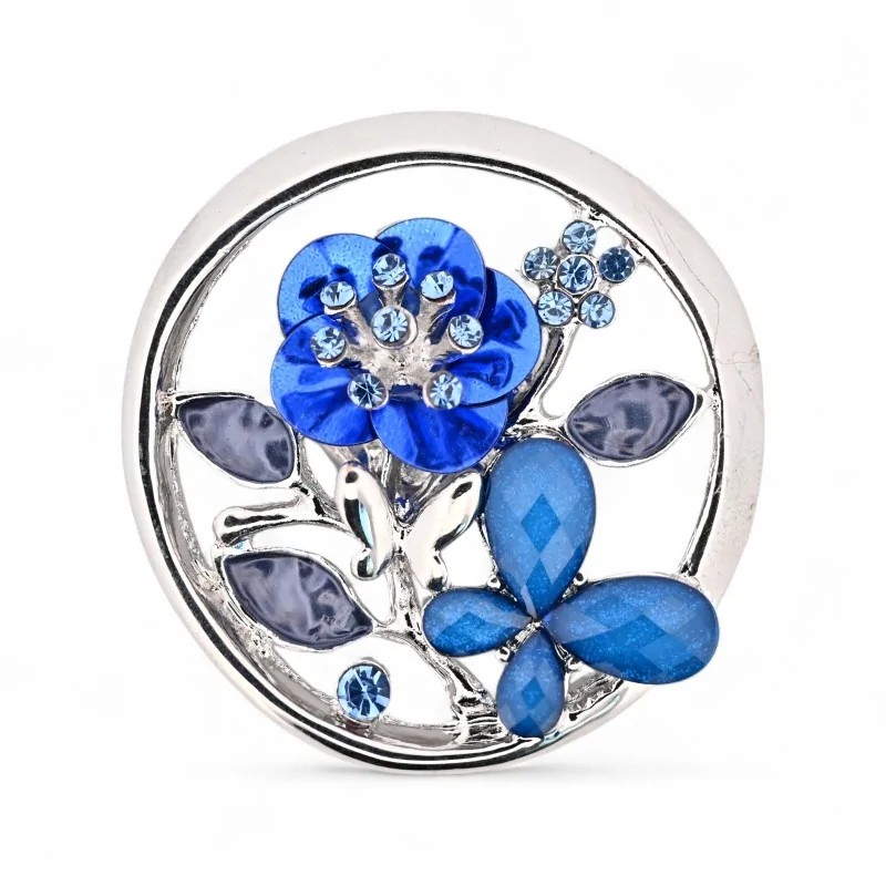 Broche Ronde Fleur Bleue...