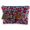 Pochette in tessuto di cotone con fiori rossi e bianchi