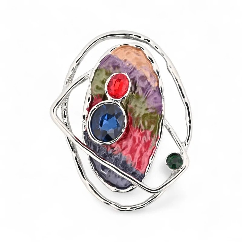 Broche Aimantée Sculpture Moderne - Bijou Artistique Pierre Aquarelle