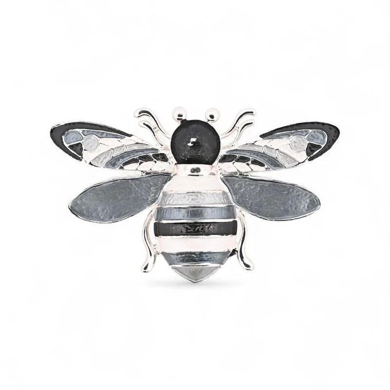 Broche Aimantée Abeille Élégante Monochrome - Bijou Insecte Sophistiqué