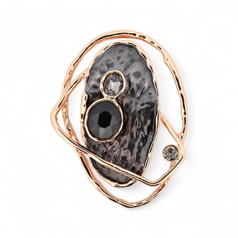 Broche Aimantée Sculpture Moderne Pierre Naturelle Rose Gold