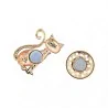 Spilla gatto boho retro: parte anteriore oro rosa e disco magnetico rotondo con bordi perforati, senza spillo