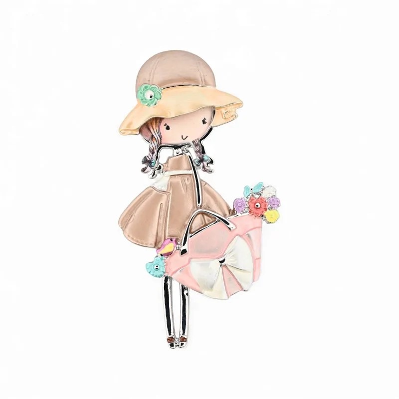 Broche Aimantée Fillette Élégante Sac à Main Rose - Bijou Vintage Mode