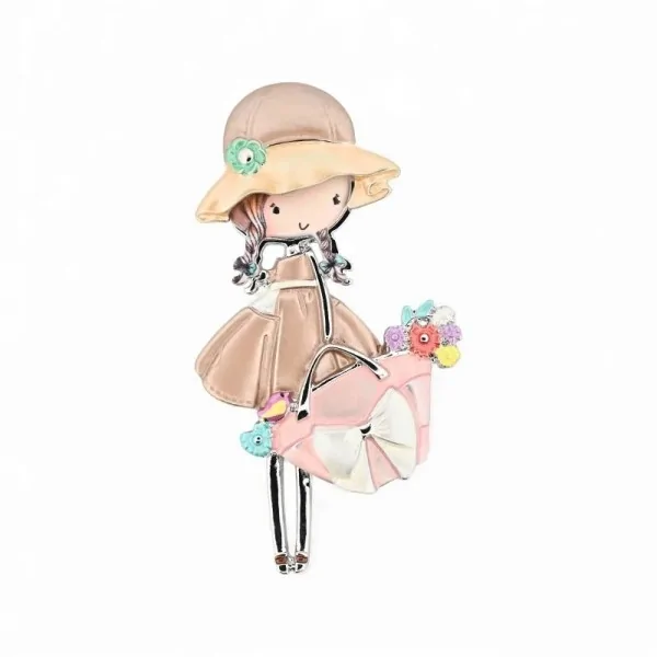 Broche Aimantée Fillette Élégante Sac à Main Rose - Bijou Vintage Mode