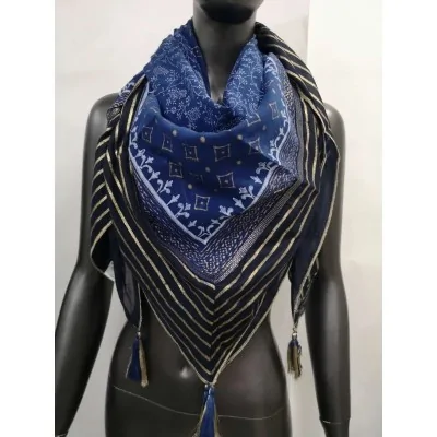 Foulard Carré Ethnique Bleu...