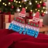 Detail of the Christmas jumper earring back showing the lightweight glitter acrylic and the pierced ear post