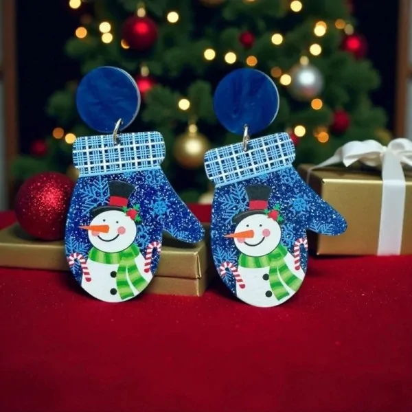 Boucles d'oreilles fantaisie de Noël bonhomme de neige