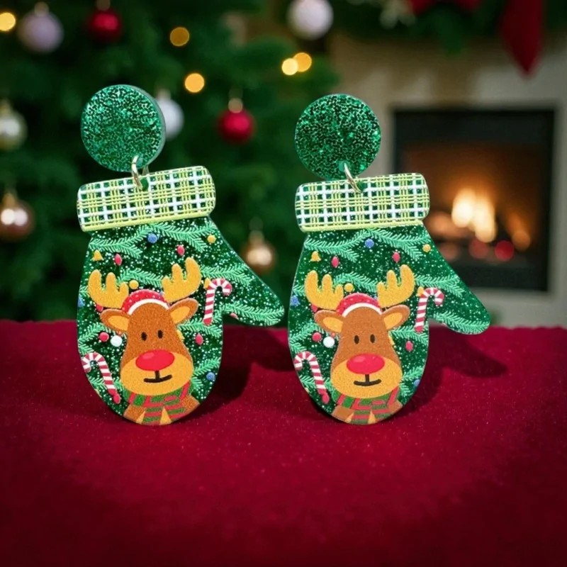 Boucles d'Oreilles Fantaisie Noël Renne