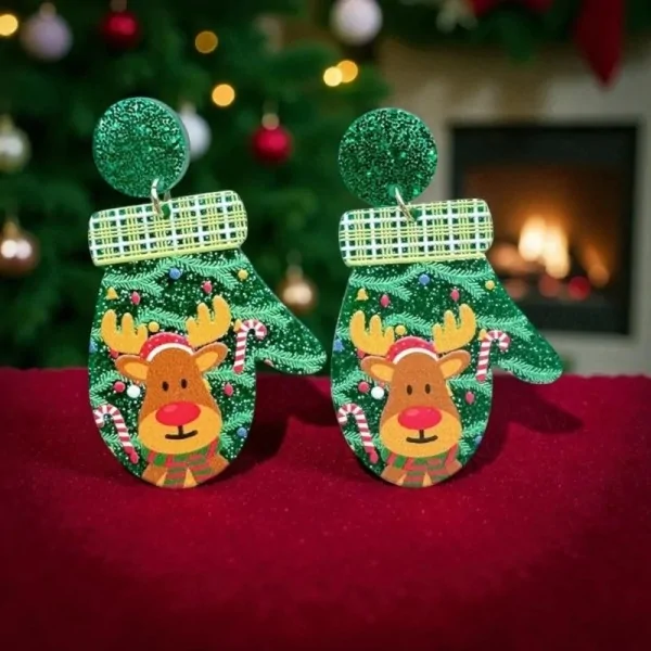 Boucles d'Oreilles Fantaisie Noël Renne