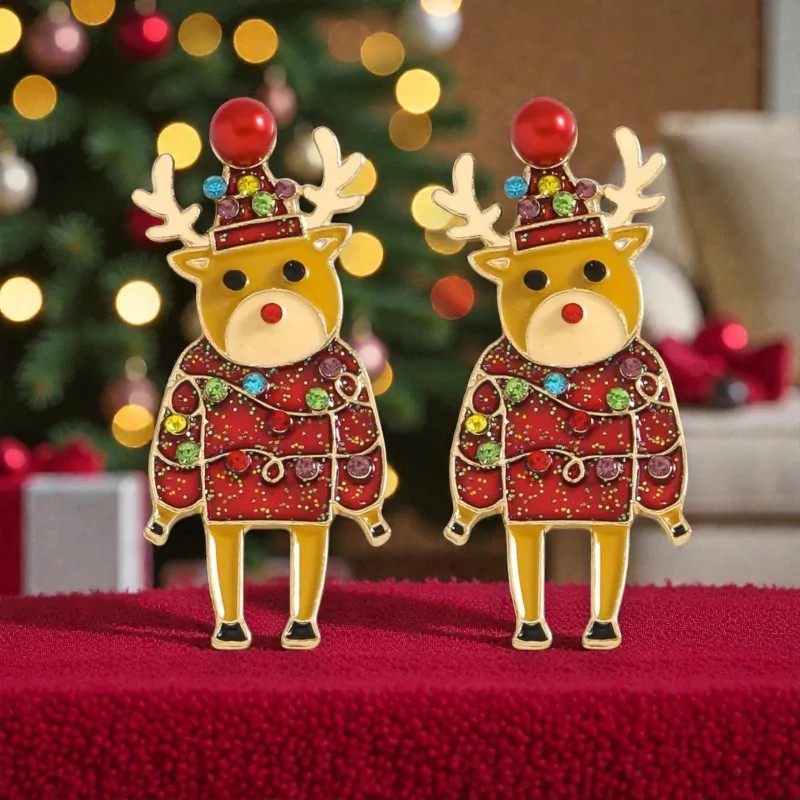 Boucles d'oreilles fantaisie renne de Noël