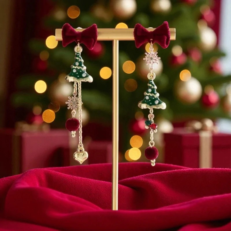 Boucles d'Oreilles Fantaisie de Noël Pendantes