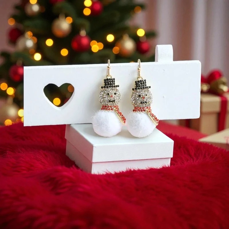 Boucles d'Oreilles Bonhomme de Neige Noël Fantaisie