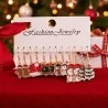 Set orecchini pendenti di Natale 6 paia su cartoncino Fashion Jewelry con nastro rosso: omino pan di zenzero con cappellino, cal