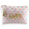 Bolso de mano HAPPY de algodón con estampado de flores en rosa y verde agua