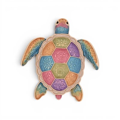 Broche Aimantée Tortue Multicolore | Bijou Marin Pastel