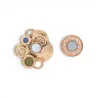 Broche Abstraite Aimantée Multicolore - Cercles Émaillés Dorés