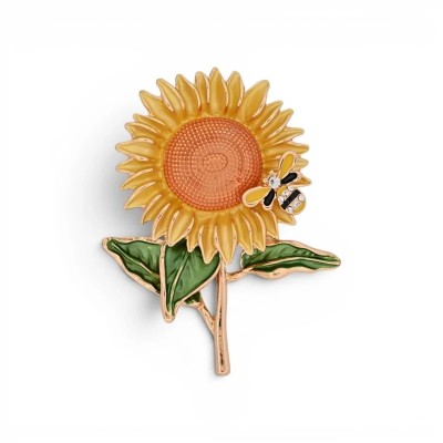 Broche Aimantée Tournesol et Abeille pour Femme | Mode Tendance