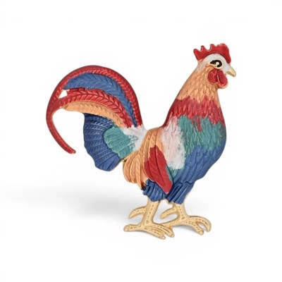 Broche Coq Aimantée Multicolore 5 cm | Mode Tendance
