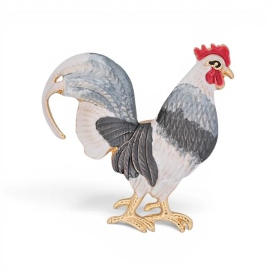 Broche Coq Aimantée Émaillée - Symbole France 5 cm | Mode Tendance