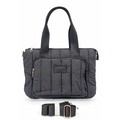 Sac à Main Doudoune Noir Matelassé