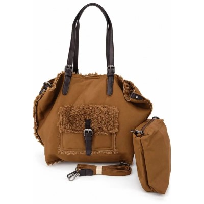 Sac à main bi-matière camel | Style & Confort - Mode Tendance