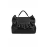 Sac à Main Chic Noir à Volant et Clous Dorés