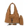 Sac à Main Camel Bi-Matière Effet Moumoute
