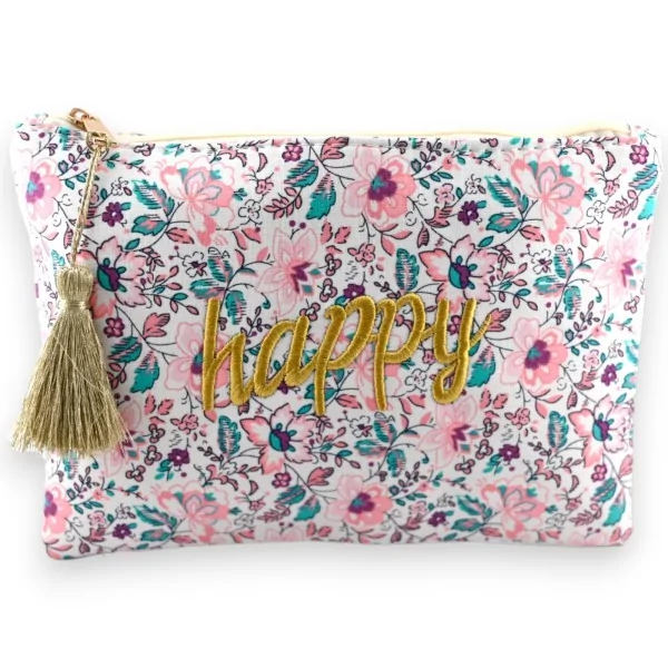 Clutch LIEBE Baumwolle Blumen rosa blau braun