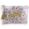 Bolso de mano AMOR algodón flores rosa azul marrón