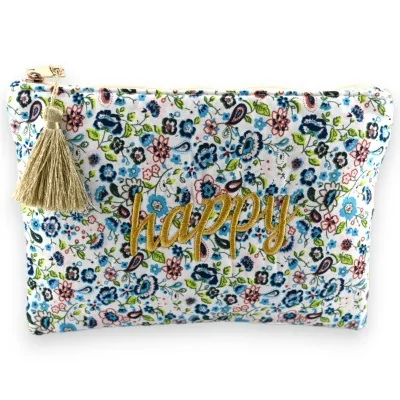 HAPPY clutch bag in blue, green and pink Liberty print