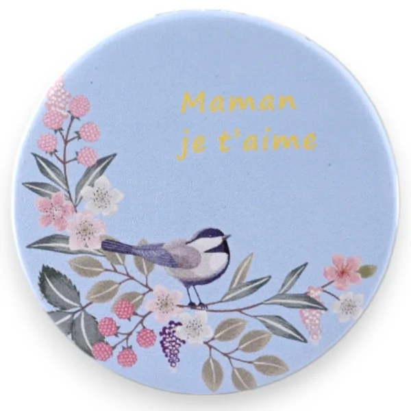 Sky blue pocket mirror "Mom I Love You"