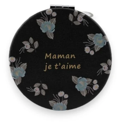 Espejo de bolsillo negro "Mamá te quiero"