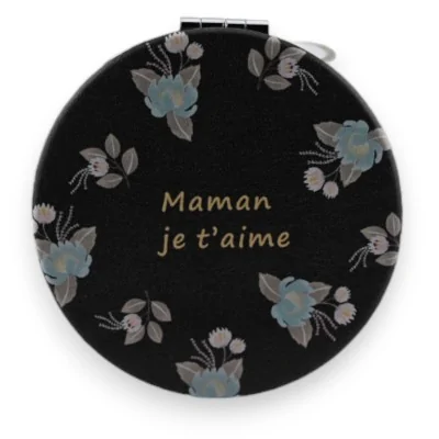 Espejo de bolsillo negro "Mamá te quiero"