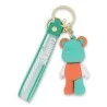 Porte-clés ourson vert menthe et orange avec lanière CURRENT