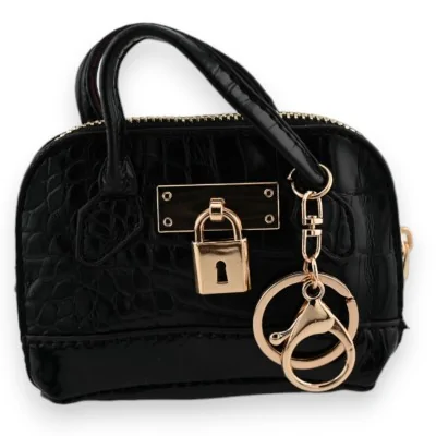 Black crocodile key chain coin purse