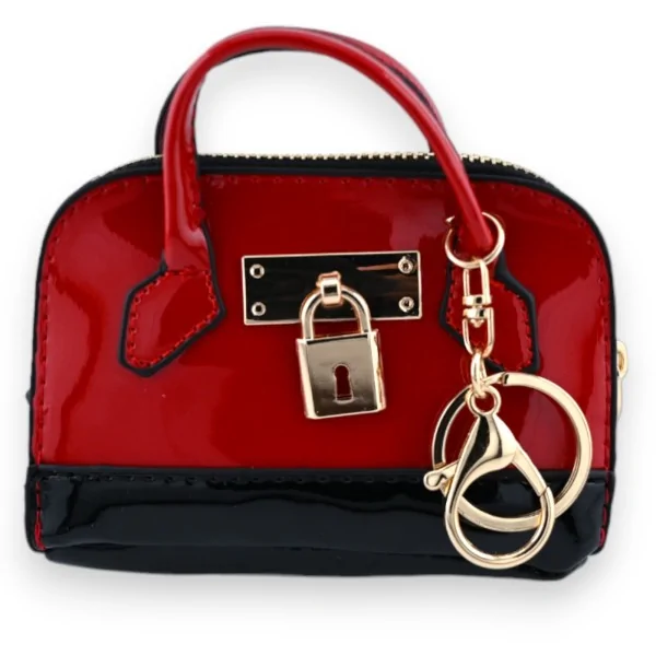Chaveiro porta-moedas vermelho envernizado
